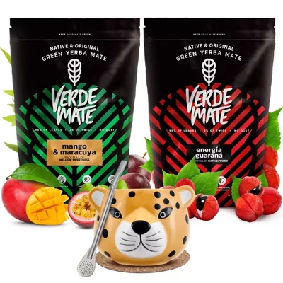 Zestaw yerba mate Verde Mate tykwa ceramiczna Yaguar Gatito bombilla