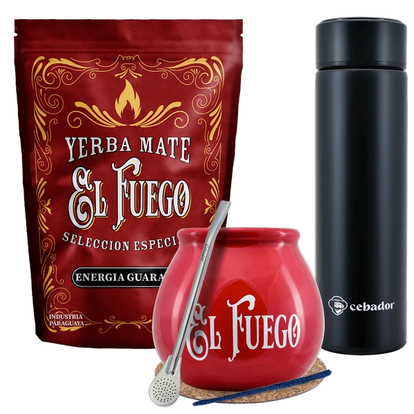 Zestaw Yerba Mate El Fuego MOC 500g Tykwa termos