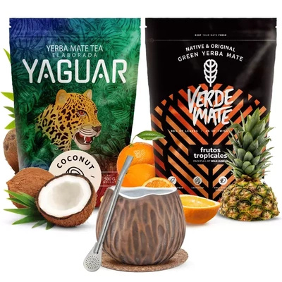 Zestaw yerba mate Verde Mate Yaguar tykwa ceramiczna Coconut bombilla