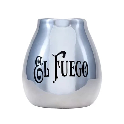 Tykwa Ceramiczna z logo El Fuego (srebrna) 350 ml